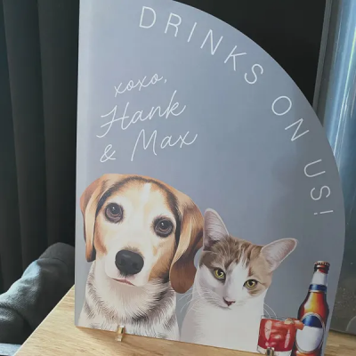 Pet Signature Drink Bar Menu Wedding Table Bar Menu Signs Custom Pet Portrait Wedding Bar Sign 