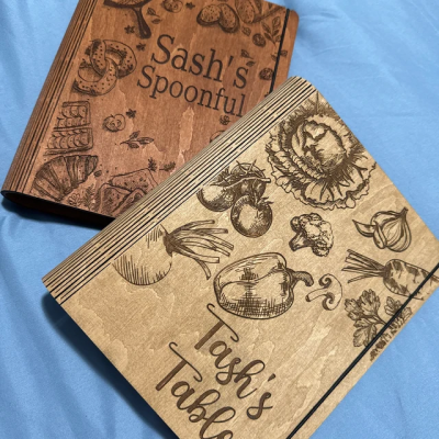 Personalised Wooden Recipe Book with Blank Binder Custom Journal Cookbook for Mum Grandma Christmas Gifts