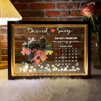 Personalised The Day I Found My Missing Piece Night Light Frame Keepsake Gift for Couple Anniversary Gift Valentine's Day Gifts