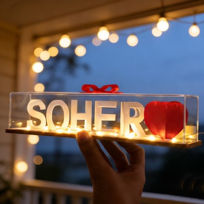 Personalised Couple Dual Name Illusion Love 3D Printed Sign Unique Gift For Couples Anniversary Gift For Her Valentine's Day Gifts