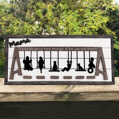 Personalised Swing Set Sign with Names For Mother's Day Gift 