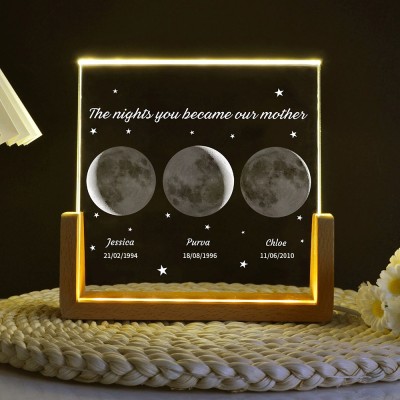 The Nights You Became Our Mother Personalised Moon Phase Photo Lamp Family Keepsake Gifts Mother's Day Gift Ideas