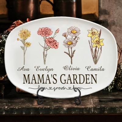 Personalised Birth Flower Platter Mothers Day Gifts