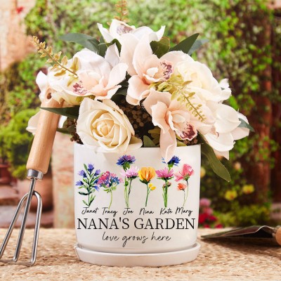 Personalised Nana's Garden Birth Flower Pot Mother's Day Gift